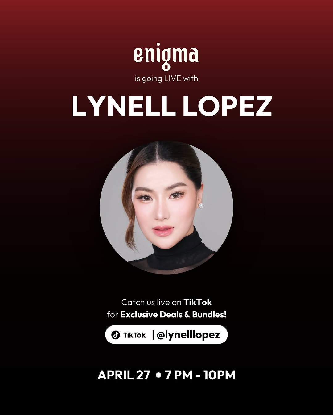 enigma Beauty live event promotional design